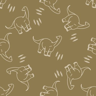 Kusursuz arka plan Apatosaurus dinozoru cinsiyet olarak nötr bebek kalıbı. Tuhaf asgari 2 tonluk toprak rengi. Çocuk odası duvar kâğıdı ya da karikatür hayvan tarzı baskılar..