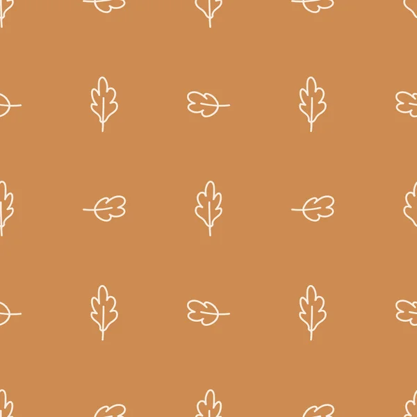 Seamless background oak leaf gender neutral baby pattern. Simple whimsical minimal earthy 2 tone color. Kids nursery wallpaper or boho woodland nature fashion all over print. — Stock Vector