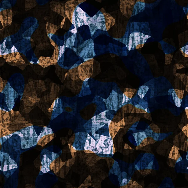 Απρόσκοπτη υφή indigo βαμμένο μπαντάνα. Μπλε πορτοκαλί λεκές υφασμένο φόντο βαμβακερό εφέ. Επαναλάβετε ινδονησιακό μπατίκ καμουφλάζ. Splodge κηλίδα χρωστική ουσία σε όλο το ύφασμα. Εκτύπωση υφάσματος Boho — Φωτογραφία Αρχείου