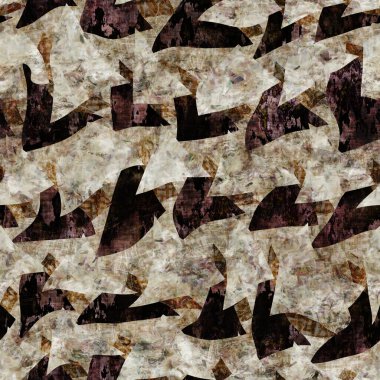 Kusursuz kahverengi desenli arka plan. Doğal noktalı sepia deseni. Her yerde organik fırça darbeleri var. Yıpranmış eski püskü kumaş. Yıpranmış eski leke örneği.