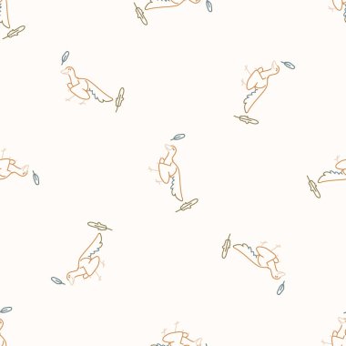 Kusursuz arkeopteriks, tüylü dinozor cinsiyeti nötr bebek desenli. Basit, asgari, 2 tonluk dünya rengi. Çocuk odası duvar kâğıdı ya da boho hayvan modası..