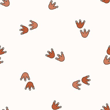 Kusursuz arka plan, otçul dinozor ayak izi, cinsiyet ayrımı, nötr bebek modeli. Basit, asgari, 2 tonluk dünya rengi. Çocuk odası duvar kâğıdı ya da karikatür hayvan tarzı baskılar..