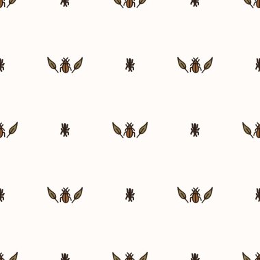 Yaprak cinsiyeti nötr bebek desenli kusursuz arka plan karınca böceği. Basit, asgari, 2 tonluk dünya rengi. Çocuk odası duvar kâğıdı ya da boho ormanlık doğa modası her yerde..