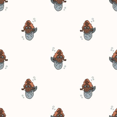 Kusursuz arka plan efsanevi deniz kızı cinsiyeti nötr bebek modeli. Basit kaprisli asgari toprak rengi. Çocuk odası duvar kâğıdı ya da çizgi film fantezi modası..