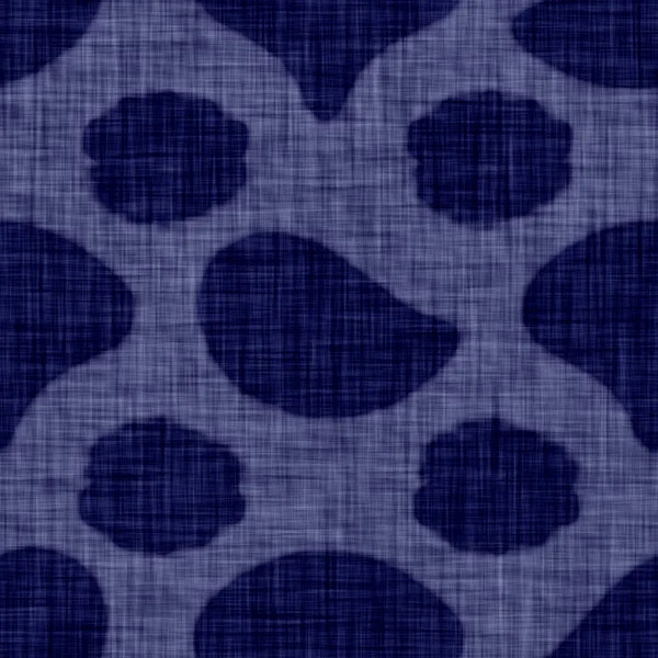 Indigo blauw blok print damast geverfd textuur achtergrond. Naadloze geweven Japanse herhaling batik patroon staal. Gerimpelde organische distressed block print katoenen doek. Aziatisch over kimono textiel. — Stockfoto