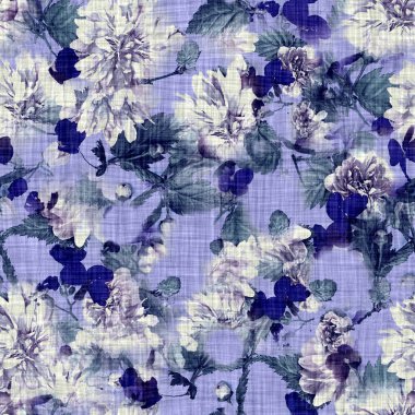 Oldukça koyu renkli papatya desenli bir arka plan. Değişken, cesur, gerçekçi, dikişsiz çiçek deseni. İndigo mavisi büyük ölçekli her yerde çiçek açar. Zarif, modaya uygun, modern moda kumaş kumaşı..