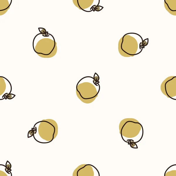 Manzana de fondo sin costuras. Patrón de alimentación infantil neutral de género. Simple caprichoso mínimo terroso de 2 tonos de color. Papel pintado para bebés o decoración de jardinería decorativa boho en toda la impresión . — Vector de stock