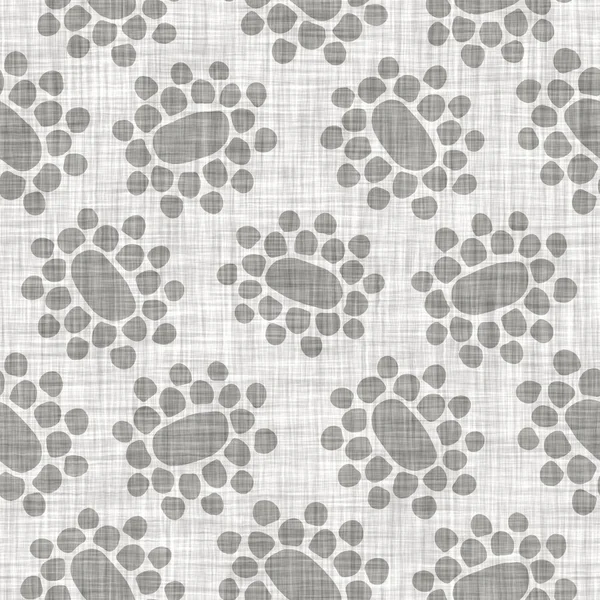 Seamless light grey woven floral linen texture background. Flax hemp fiber natural pattern. Organic fibre close up weave fabric surface material. Ecru flower natural gray cloth textured rough material — Stock Photo, Image