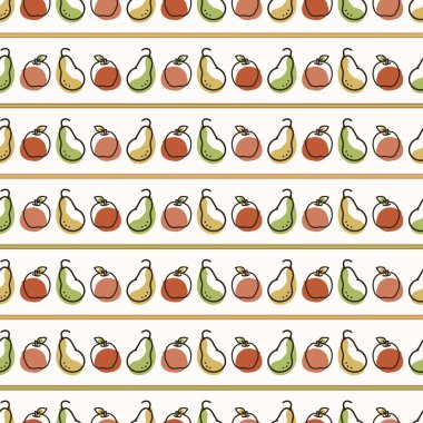 Kusursuz arka plan elması ve armut şeridi. Cinsiyet olarak nötr çocuk besin düzeni. Basit, asgari, 2 tonluk dünya rengi. Bebek odası duvar kâğıdı ya da boho dekoratif bahçe baskısı.. 