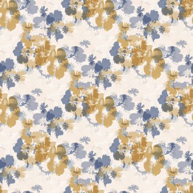 Düz papatya desenli, Fransız mavisi, pejmürde, şık bir tarzı var. El çizimi çiçek desenli kumaş. Eski beyaz mavi arka plan. İç duvar kâğıdından ev dekorasyonu örnekleri. Yazdırma üzerine süslü motif