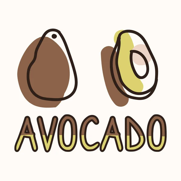 Fruta de abacate com texto gênero neutro bebê ilustração clipart. Simples caprichoso mínimo terrestre 2 tom de cor. Crianças quarto de berçário decoração impressão ou desenho animado animal linha arte adesivo . —  Vetores de Stock