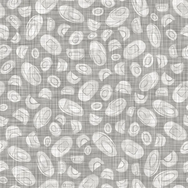 Natural gray french woven linen texture background. Old ecru flax shape motif seamless pattern. Organic yarn close up weave fabric for wallpaper. Rough greige block print cloth textured canvas — Stock Photo, Image