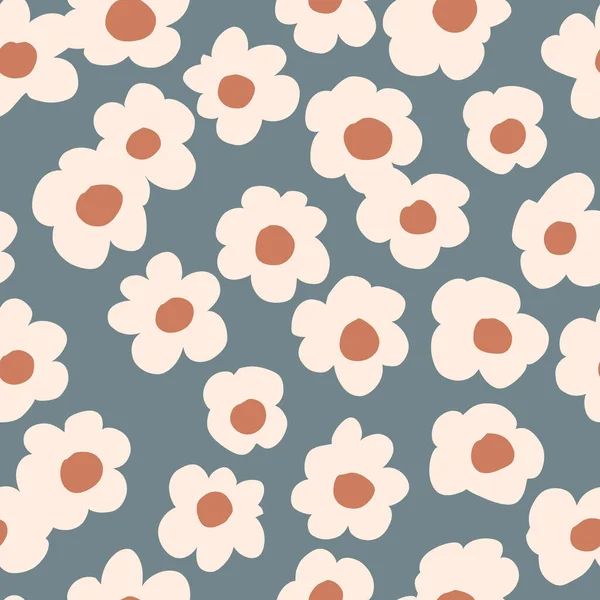 Fond sans couture sans sexe motif floral bébé neutre. Simple fantaisiste minimal terreux couleur 2 tons. Papier peint pépinière pour enfants ou mode boho partout imprimer. — Image vectorielle