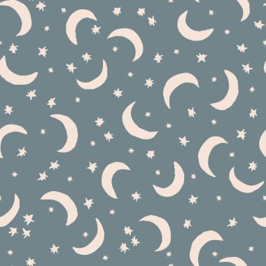 Kusursuz arka plan cinsiyeti, nötr bebek ay yıldızları deseni. Basit, asgari, 2 tonluk dünya rengi. Çocuk odası duvar kâğıdı ya da her yerde uyku tulumu modası var..