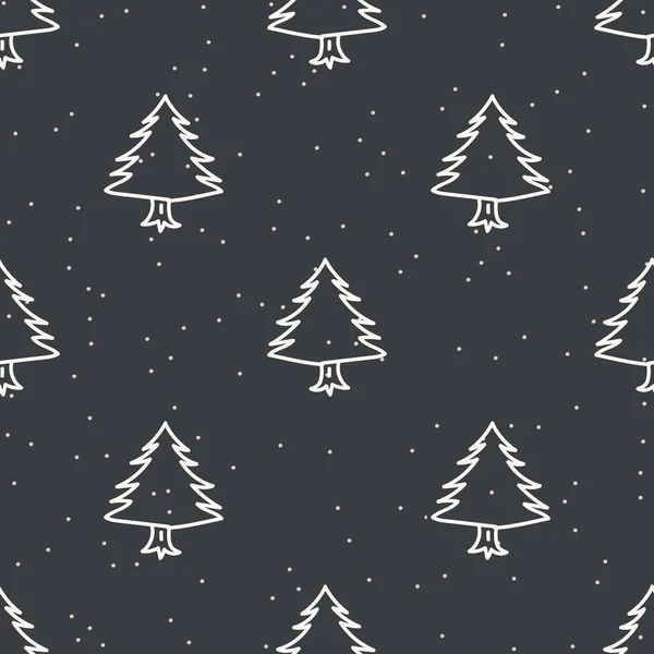 Fondo de vacaciones sin fisuras árbol de Navidad. rama de abeto de abeto patrón monocromo textura. Fondo motivo navidad festivo escandinavo. Elegante papel de regalo de temporada moderno . — Vector de stock