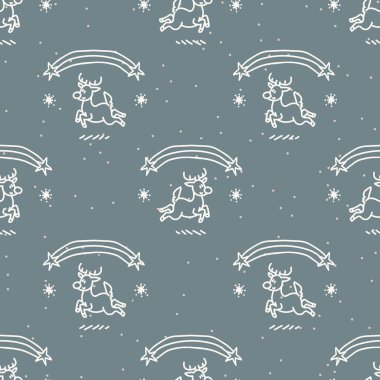 Kusursuz Noel Ren Geyiği sahne arkası tatili. Dantel efekti xmas monokrom desenli doku. Scandi şenlik noel motifi geçmişi. Modern mevsimlik hediye paketleme kağıdı..