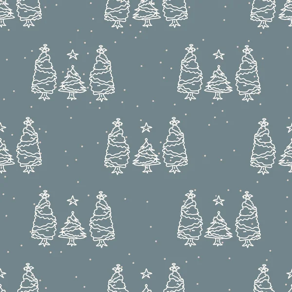 Fondo de vacaciones sin fisuras árbol de Navidad. rama de abeto de abeto patrón monocromo textura. Fondo motivo navidad festivo escandinavo. Elegante papel de regalo de temporada moderno . — Vector de stock