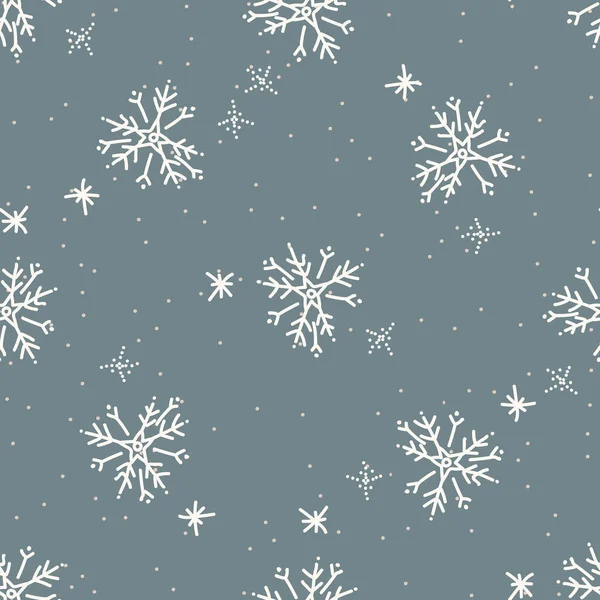 Padrão de fundo floco de neve de inverno sem costura. Simples gênero neutro creche festivo scrapbook papel digital. Crianças papel de parede floco de neve caprichoso todo imprimir . — Vetor de Stock