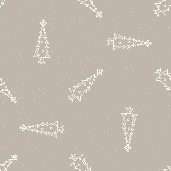 Árbol de Navidad sin costuras con fondo de vacaciones de ángel. rama de abeto de abeto patrón monocromo textura. Fondo motivo navidad festivo escandinavo. Elegante papel de regalo de temporada moderno . — Vector de stock