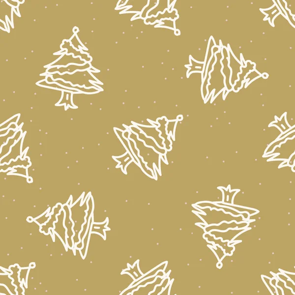 Bezešvé vánoční stromeček s pozadím tinsel dovolená. Jedlové smrkové monochromatické struktury. Scandi slavnostní vánoční motiv pozadí. Stylový moderní sezónní dárkový balicí papír. — Stockový vektor