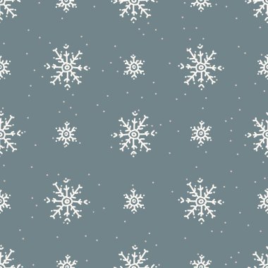 Kusursuz bir Noel kar tanesi tatili geçmişi. Basit kar monokrom şenlik deseni dokusu. Scandi noel motifi geçmişi. Modern mevsimlik hediye paketleme kağıdı..