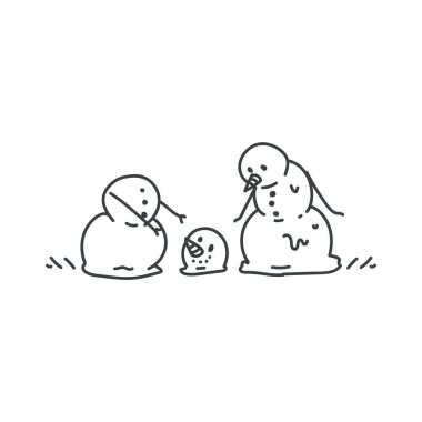 Kusursuz kış kardan adam sahne illüstrasyon klibi. Basit bir cinsiyet ayrımcılığı, festival albümü çıkartması. Çocuklar garip bir şekilde el çizimi karikatür noel motifi.