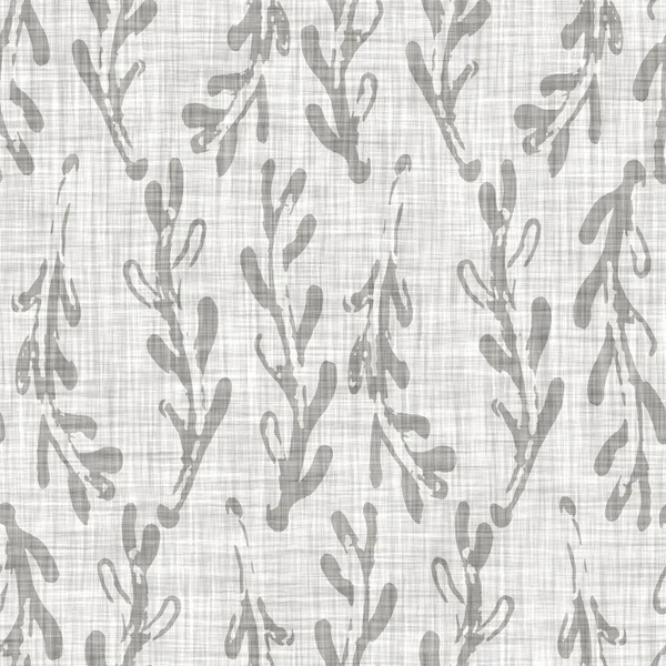 Seamless light grey woven linen texture background. Leaves flax hemp fiber natural pattern. Organic fibre close up weave fabric for surface material. Ecru natural gray cloth textured rough material