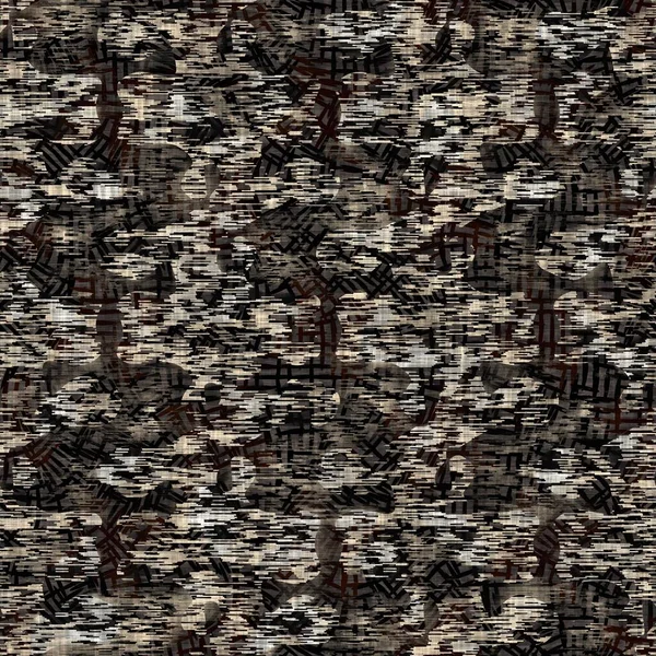Naadloze moderne sepia camo print textuur achtergrond. Versleten gemêleerde gecamoufleerde huid patroon textiel. Grunge ruwe vervaging linnen over de hele print — Stockfoto