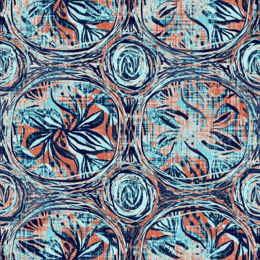 Yıpranmış kırsal kıyı tarzı dokuma dokusunu bozmuş. Deniz mavisi, kırmızı grunge, pürüzsüz desene karşı koyuyor. Tekstil havası eskimiş, her tarafı bulanık. Klasik deniz kenarı kravat boyası havası.