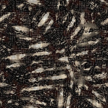 Kusursuz sepia grunge noktalı baskı dokusu arkaplanı. Eskimiş eski model tekstil kumaşı. Hırıltılı, bulanık çarşaflar her yerde. 