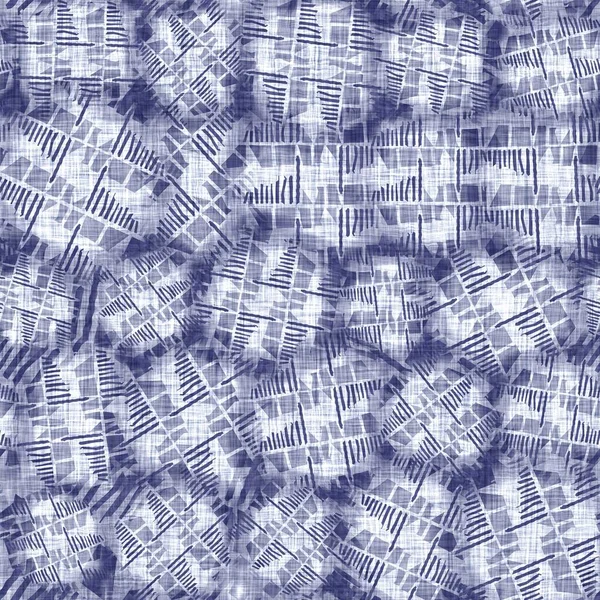 Zökkenőmentes indigó firka pont textúra. Kék szőtt boro pamut festett hatású háttér. Japán ismétlődő batik ellenáll mosás mintát. Zaklatott foltok. Ázsiai minden ruhán nyomat. — Stock Fotó