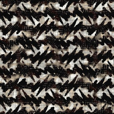 Kusursuz sepia grunge çizgili iz dokusu arka planı. Benekli, doğrusal çizgili, tekstil kumaş. Hırıltılı, bulanık çarşaflar her yerde. 