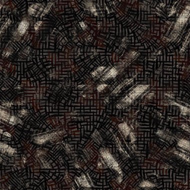 Kusursuz sepia grunge noktalı baskı dokusu arkaplanı. Eskimiş eski model tekstil kumaşı. Hırıltılı, bulanık çarşaflar her yerde. 