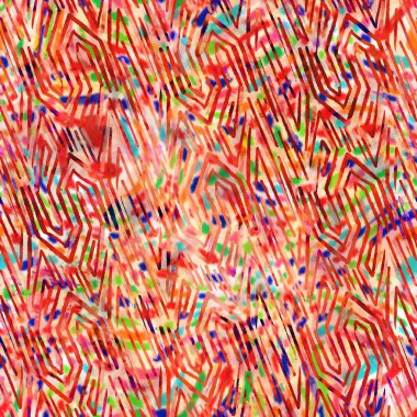 Bulanık kırmızı boyalı suluboya kolaj dokusu arka planı. Grunge kravatlı, boyalı, kamuflajsız, pürüzsüz desen. Yazdırma üzerinde değişken parlak ombre arıza efekti.