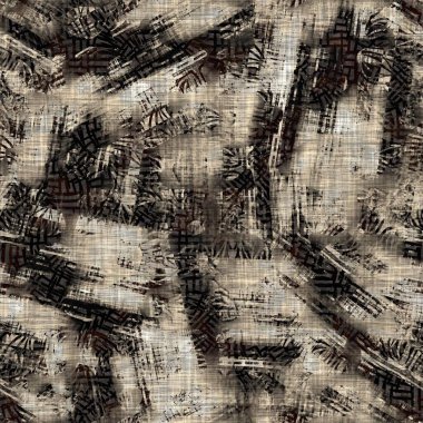 Kusursuz sepia grunge noktalı baskı dokusu arkaplanı. Eskimiş eski model tekstil kumaşı. Hırıltılı, bulanık çarşaflar her yerde. 