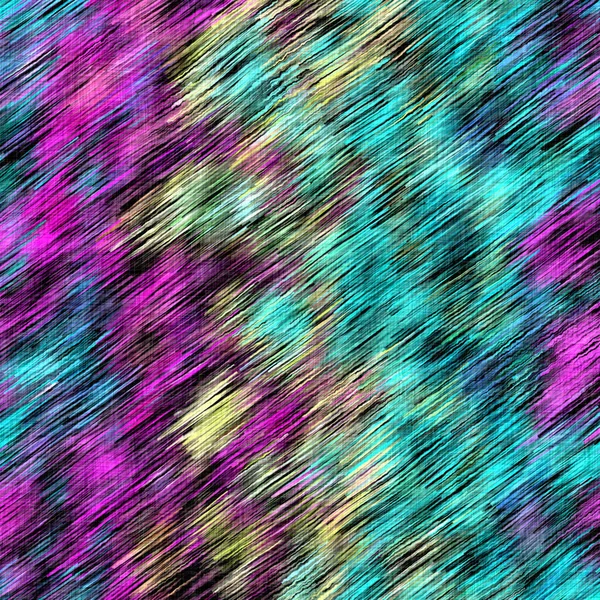 Θολή ουράνιο τόξο ακουαρέλα υφαντά λινό φόντο υφή. Grunge στενάχωρη γραβάτα μελανζέ χρώμα αδιάλειπτη μοτίβο. Ποικιλία φωτεινό ombre δυσλειτουργία ύφασμα επίδραση σε όλη την εκτύπωση. — Φωτογραφία Αρχείου