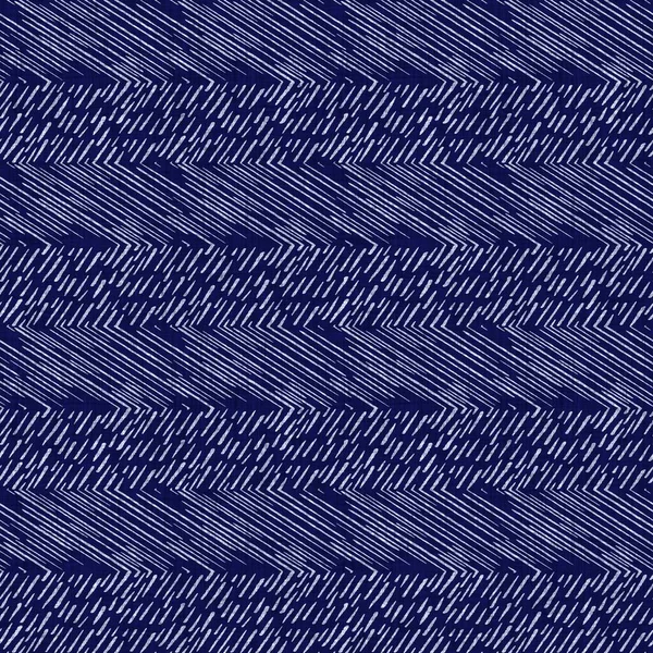 Nahtlose indigogewaschene Streifentextur. Blau gewebte Boro-Leinen Baumwolle gefärbt Effekt Hintergrund. Japaner wiederholen Batikmuster. Asiatisch gestreift auf dem ganzen Textildruck. — Stockfoto