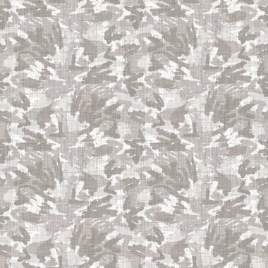 Kusursuz kamuflajsız gri Fransız kumaşı dokusu. Eski ecru doğal keten fiber deseni. Tüm parmak izleri için organik çiftlik evi kumaşı kamuflajı.. 