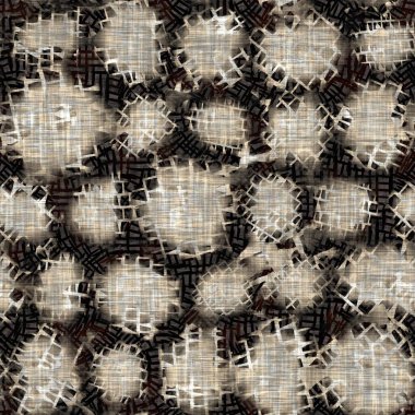 Kusursuz sepia grunge noktalı baskı dokusu arkaplanı. Eskimiş eski model tekstil kumaşı. Hırıltılı, bulanık çarşaflar her yerde. 