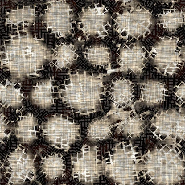 Kusursuz sepia grunge noktalı baskı dokusu arkaplanı. Eskimiş eski model tekstil kumaşı. Hırıltılı, bulanık çarşaflar her yerde. 