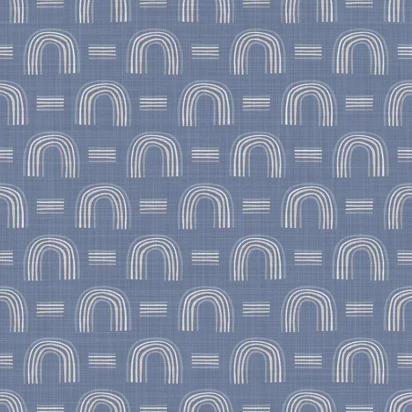 Bezešvé francouzské farmy prádlo letní blok tisknout pozadí. Provence modré šedé lněné rustikální vzor textury. Ošuntělá elegantní stará tkaná lněná šmouha. Textilní po celém potisku. — Stock fotografie