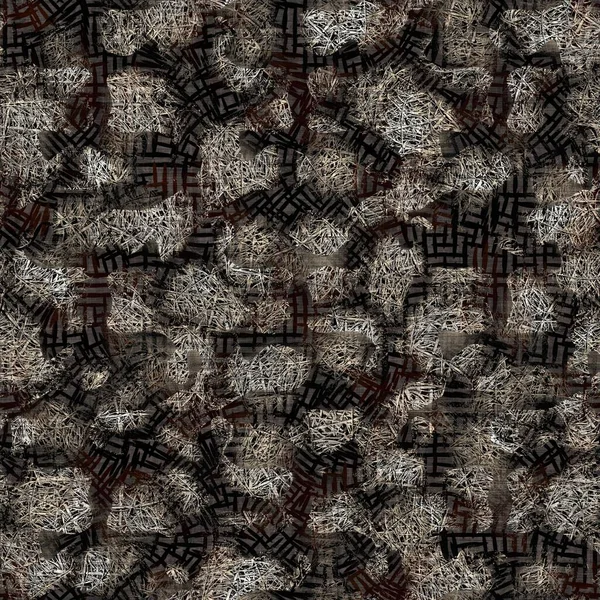 Nahtlose moderne Sepia-Camo-Druck Textur Hintergrund. Abgetragener fleckiger Tarnmuster-Textilstoff. Grunge grobe Unschärfe Leinen auf dem ganzen Druck — Stockfoto