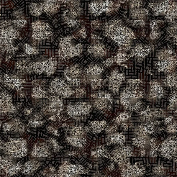 Sans couture moderne sépia camo impression texture arrière-plan. Porté tissu textile motif peau de camouflage marbré. Grunge brut lin flou partout imprimer — Photo