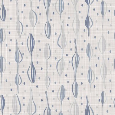 Kusursuz bir Fransız çiftlik keteni yaz bloğu parmak izi geçmişi. Provence mavi gri keten kırsal desen dokusu. Şık, eski tarz örülmüş keten bir bulanıklık. Her yerde tekstil var..