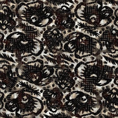 Kusursuz sepia grunge desenli arkaplan. Giyinik çiçek desenli tekstil kumaşı. Hırıltılı, bulanık çarşaflar her yerde. 