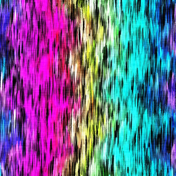 Sfondo sfocato arcobaleno acquerello tessuto lino texture. Grunge angosciato cravatta melange modello senza cuciture. Variegato luminoso effetto tessuto ombre glitch su tutta la stampa. — Foto Stock