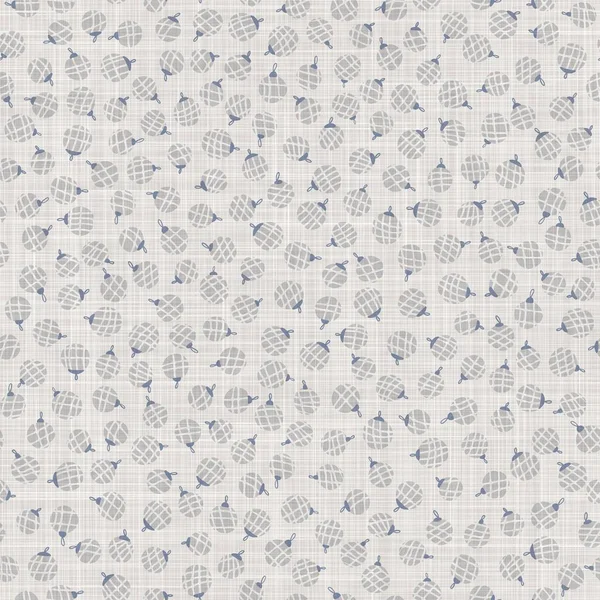 Seamless french farmhouse linen printed winter holiday background. Provence blue gray linen pattern texture. Shabby chic style festive christmas motif background. Textile rustic all over print — Stock Photo, Image