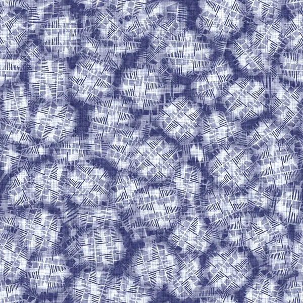 Textura sem costura indigo doodle dot. Azul tecido boro algodão tingido efeito fundo. Japonês repetir batik resistir padrão de lavagem. Mancha de tinta pontilhada angustiada. Asiático todo pano impressão. — Fotografia de Stock