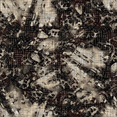 Kusursuz sepia grunge noktalı baskı dokusu arkaplanı. Eskimiş eski model tekstil kumaşı. Hırıltılı, bulanık çarşaflar her yerde. 