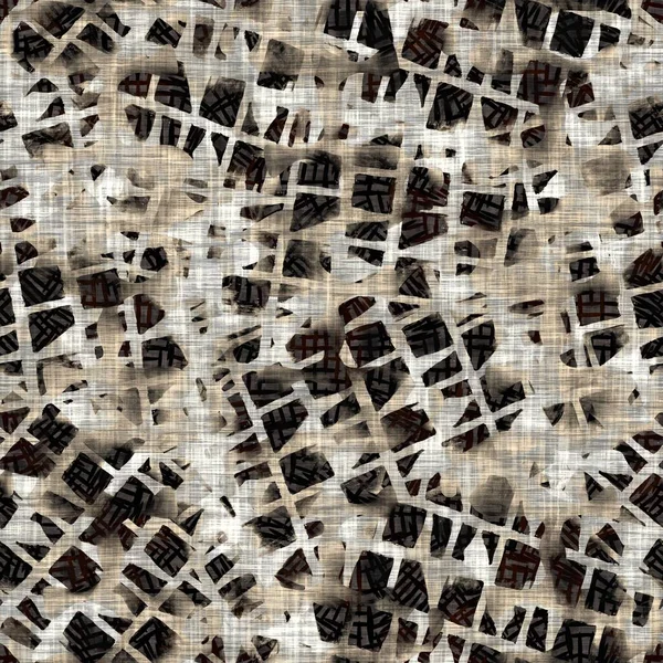 Nahtlose moderne Sepia-Camo-Druck Textur Hintergrund. Abgetragener fleckiger Tarnmuster-Textilstoff. Grunge grobe Unschärfe Leinen auf dem ganzen Druck — Stockfoto
